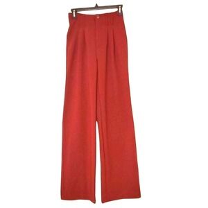 Wide Leg Trousers High Waist Pleated Career Casual Red Pants